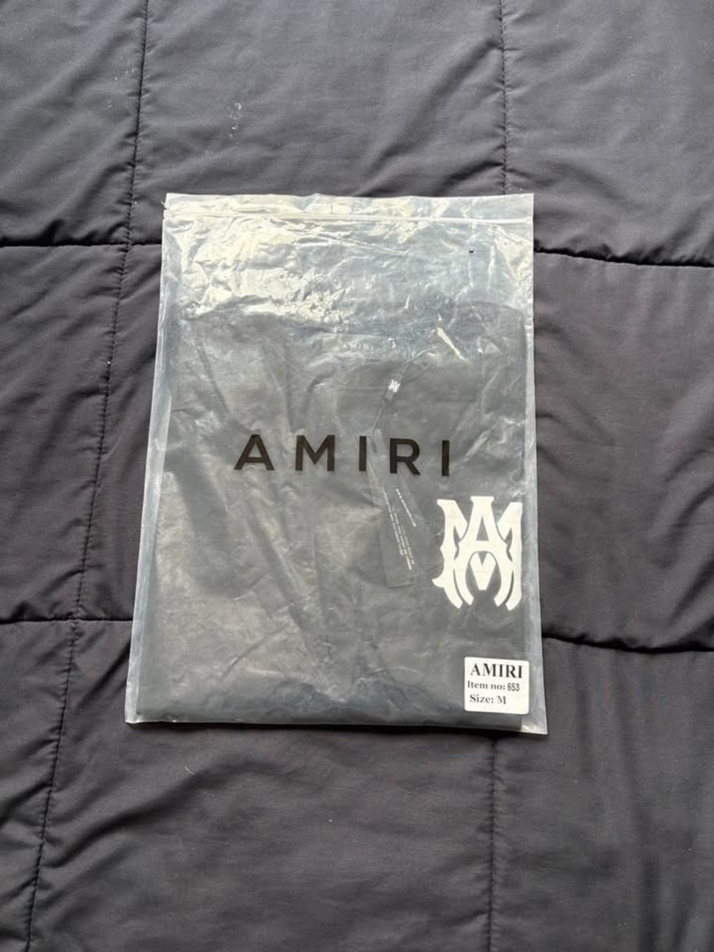 AMIRI Black Short Sleeve Logo Tee with White Emblem